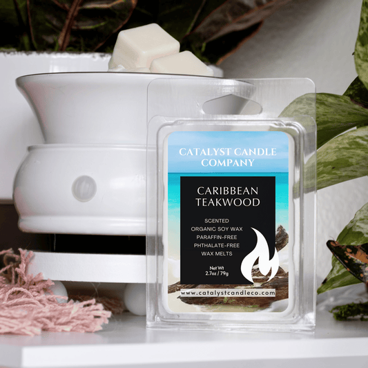 Caribbean Teakwood scented soy wax melts. Catalyst Candle Company, LLC