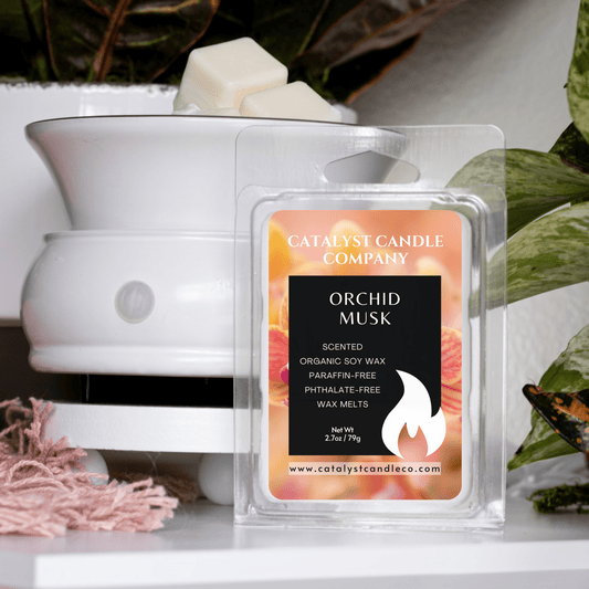 Orchid Musk scented soy wax melt. Floral perfume aroma. Catalyst Candle Company, LLC