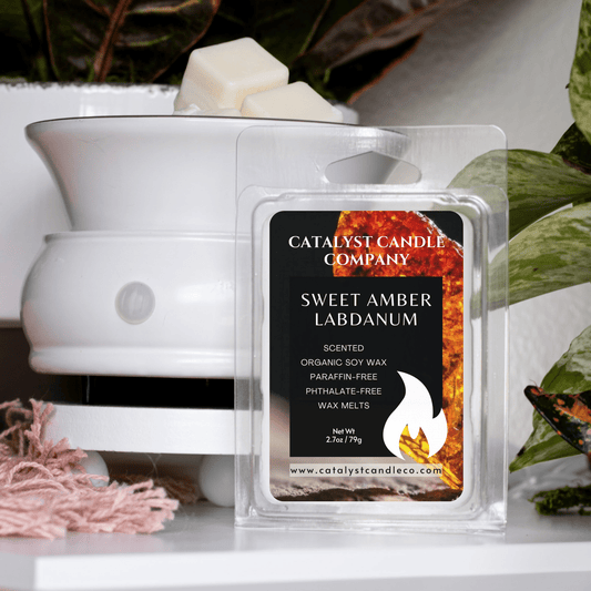 Sweet Amber Labdanum scented soy wax melts. Catalyst Candle Company, LLC